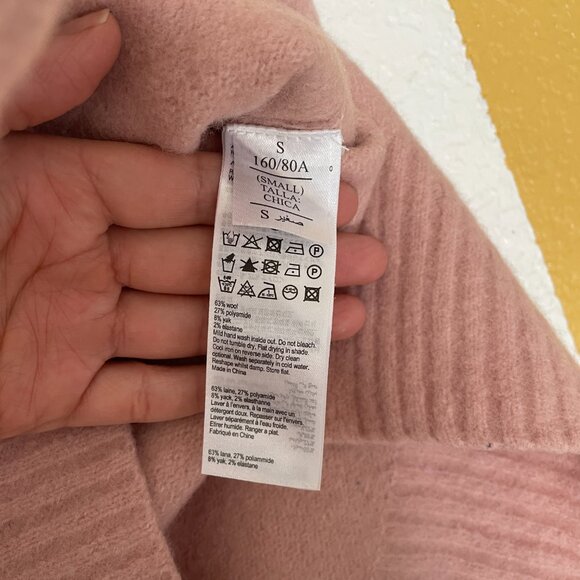 AllSaints Soft Blush Pink Sweater,  Luxe Wool-Yak Blend, Size S - Picture 6 of 9